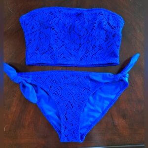 AERIE BLUE CROCHET LACE BIKINI SET